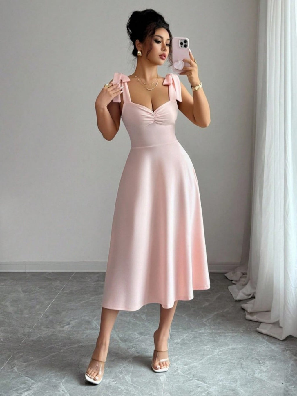 Lace-up Waist-cinching Maxi Dress