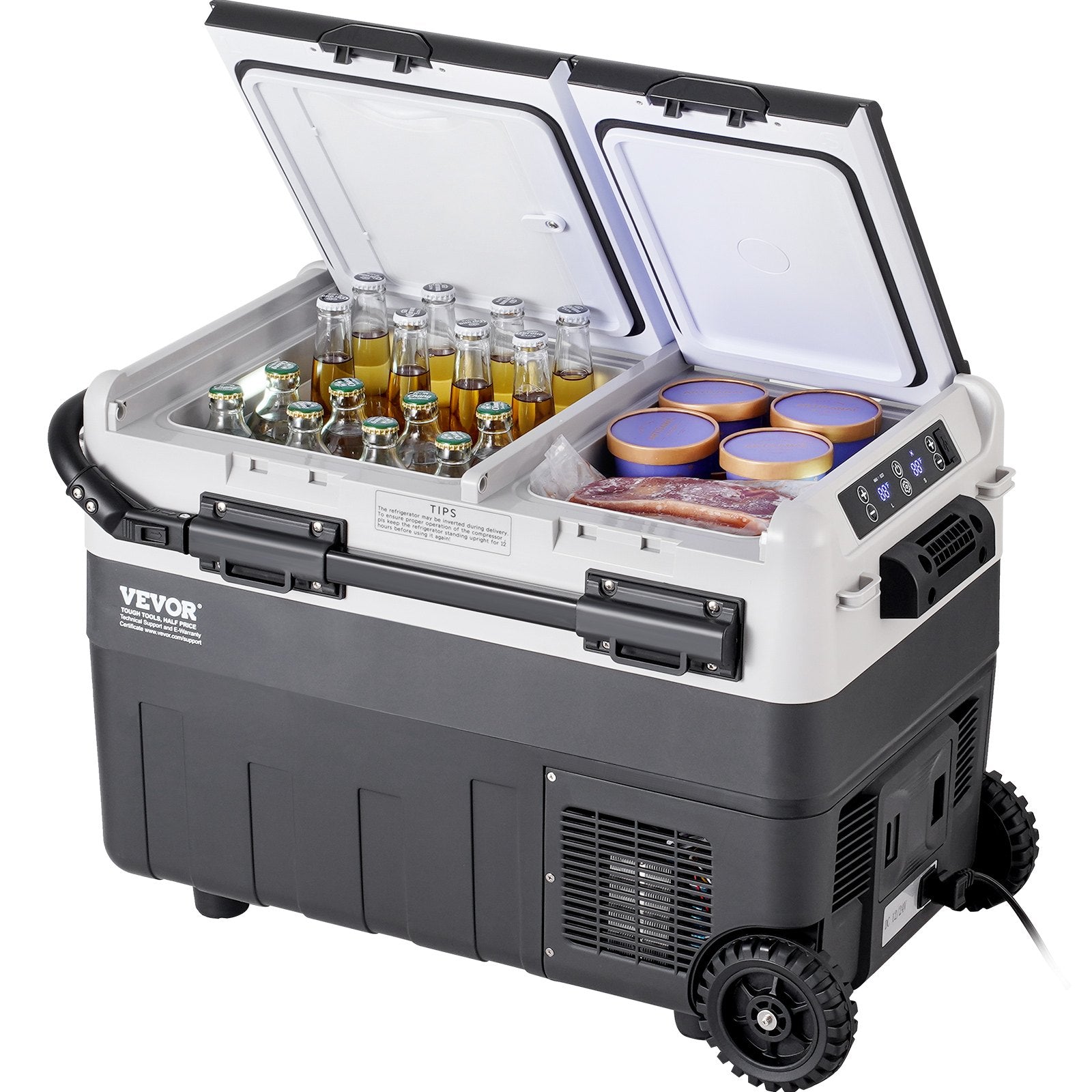 Portable Car Refrigerator, 12V Car Fridge, 40 L / 42.3 Qt Portable Dual-Zone Freezer
