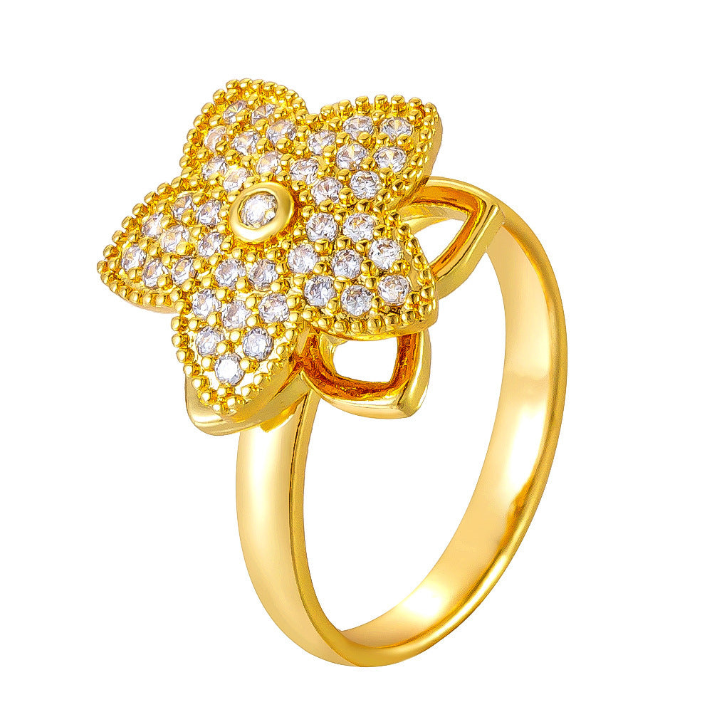 Luxury Micro Zircon Inlaid Copper Ring Butterfly Star Heart Adjustable Open Ring