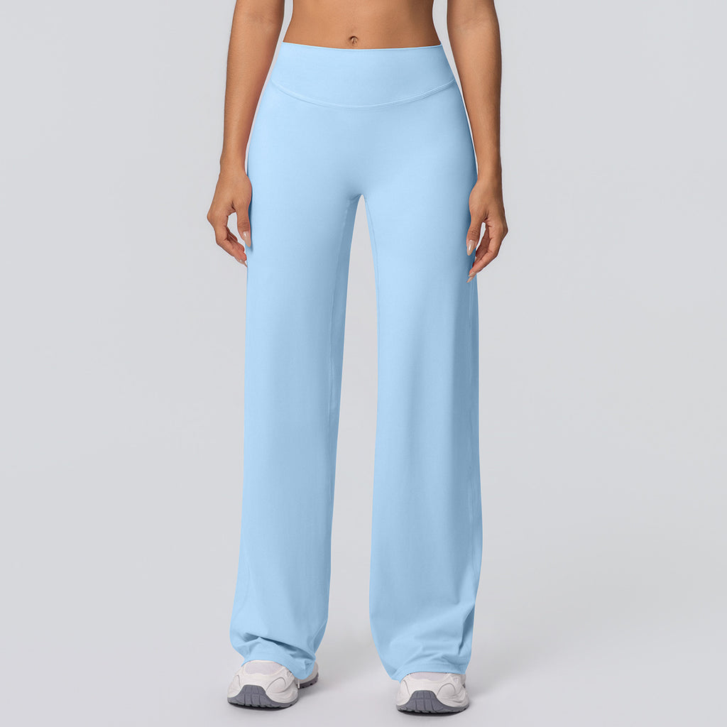 Double-sided Brushed Solid-color High-waisted Loose-fitting Breathable Yoga Wide-leg Pants