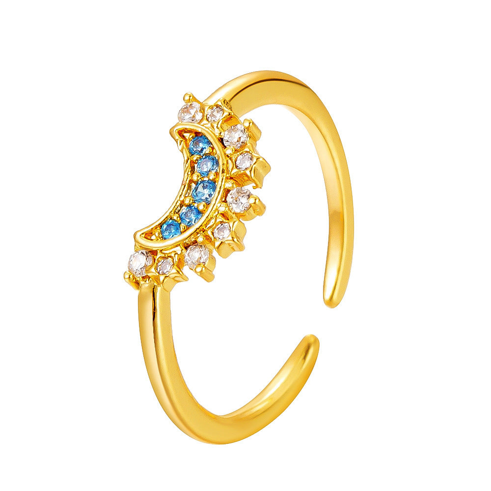 Women Trendy Finger Ring Adjustable Open Micro Paved Zircon Butterfly Star Heart