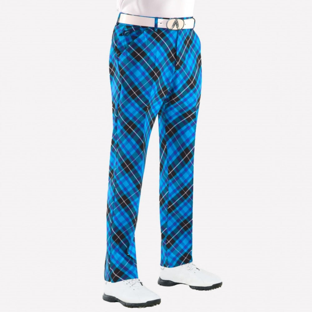 Mens Golf Pants Outdoor Sports Plaid Straight Fit