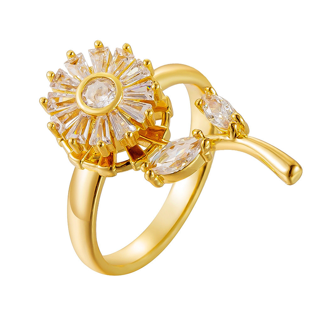 Luxury Micro Zircon Inlaid Copper Ring Butterfly Star Heart Adjustable Open Ring