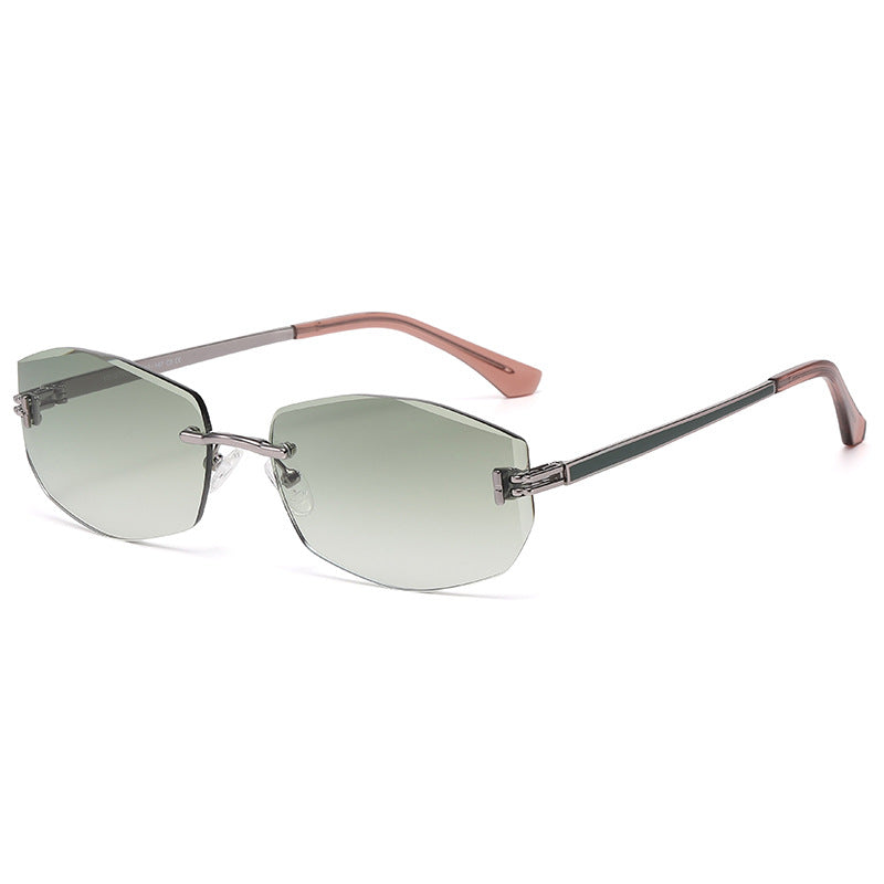 Frameless Cut Edge Metal Decorative Nylon Inner Degree Blue Film Driving Sunglasses