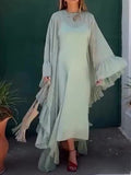 Light Mint Sheer Overlay & Satin Slip Dress 2-Piece Set