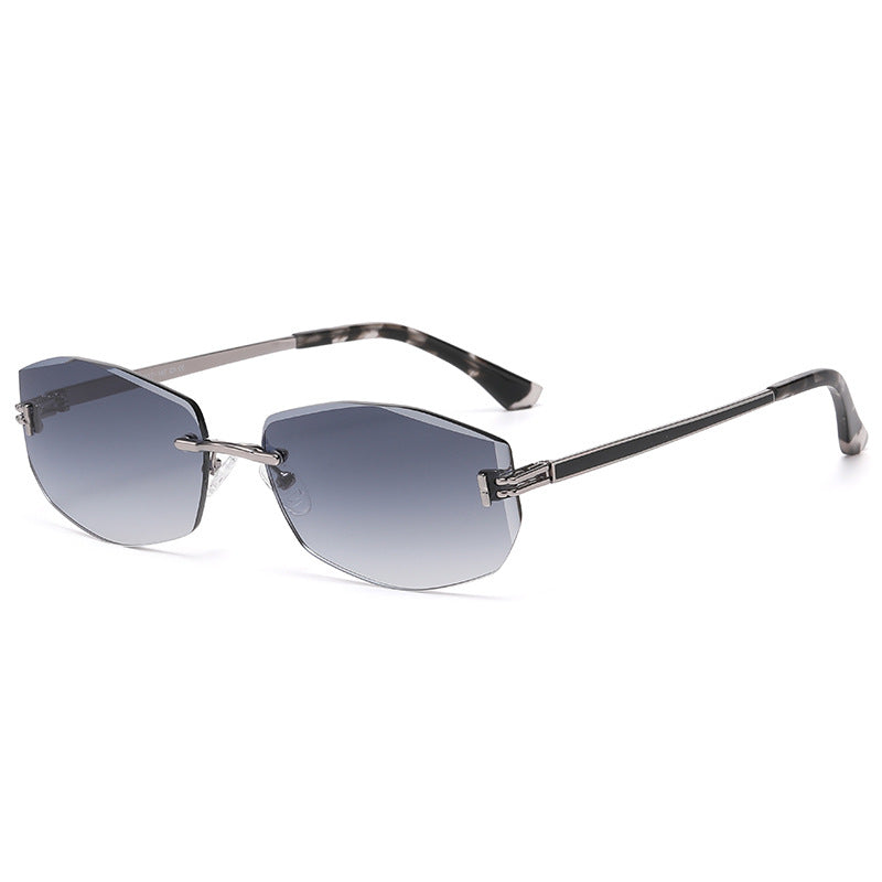 Frameless Cut Edge Metal Decorative Nylon Inner Degree Blue Film Driving Sunglasses