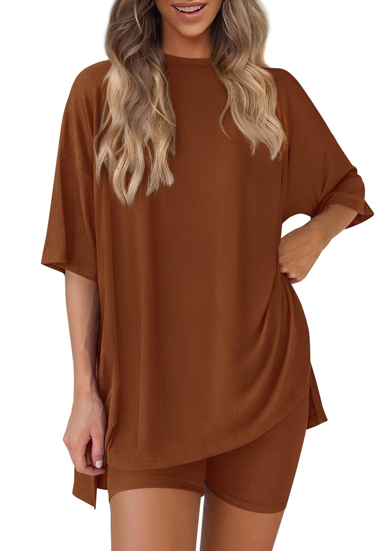 Fashionable Casual Solid-color Loose Women's Pajama Set