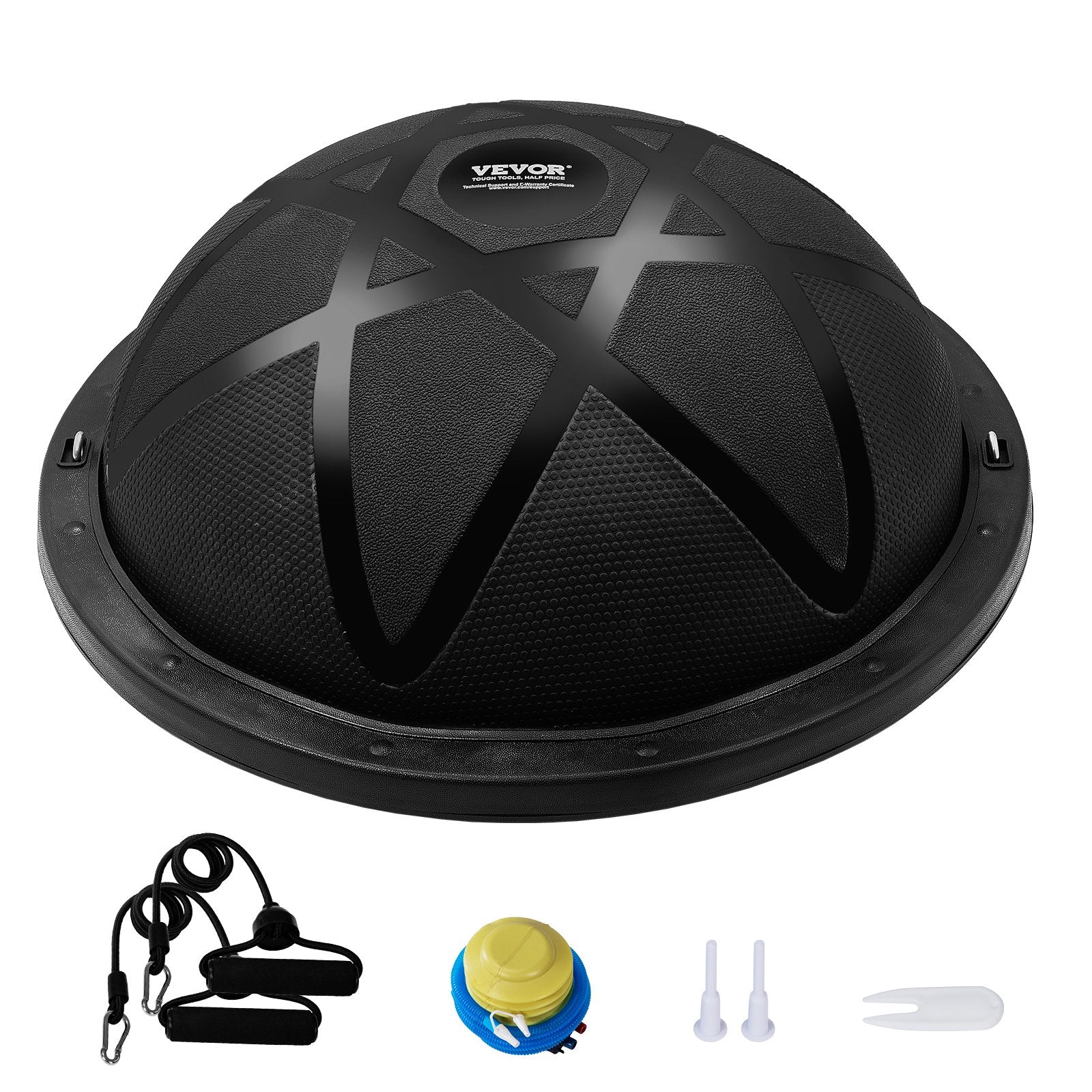 Half-Dome Balance Ball Trainer 23 Inch Stability Workout Ball 660 Lbs Capacity Yoga Exercise Ball with Resistance Bands and Pump