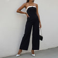 Womens Spliced Strapless Sleeveless Jumpsuit