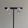 New Light-Luxury Cat-Claw Three-Ring Full-Crystal Delicate Earrings