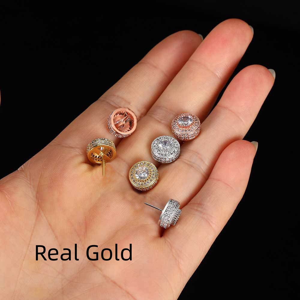 Euro-American Full-Diamond Hip-Hop Men's Earrings