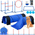7-Piece Dog Agility Training Set with Adjustable High Jumps, 6 Weave Poles, and 2 Tunnels