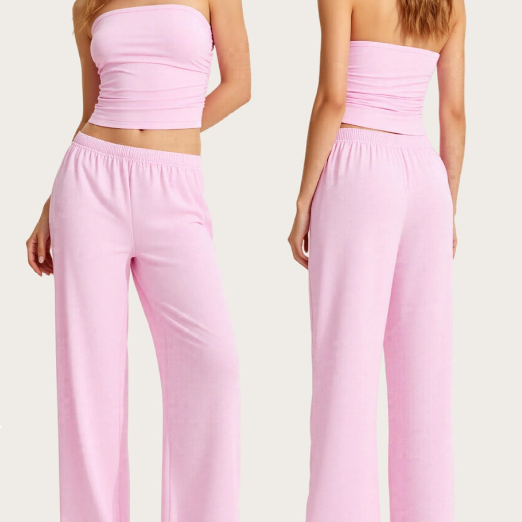 Sleeveless Tube Top And Loose Wide-leg Pants Womens Outfit
