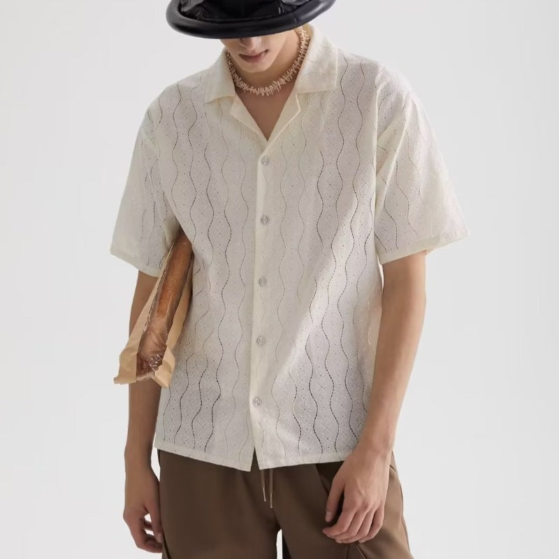 Niche Vintage Short-sleeve Floral Shirt For Men