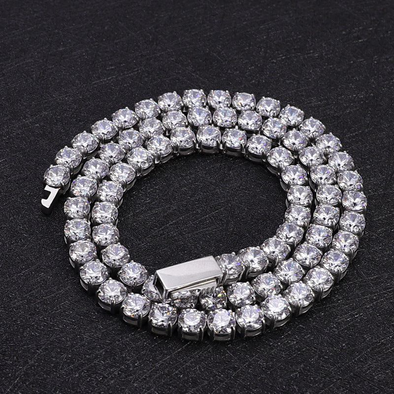 Womens Full-Diamond Tennis Chain In Stainless Steel
