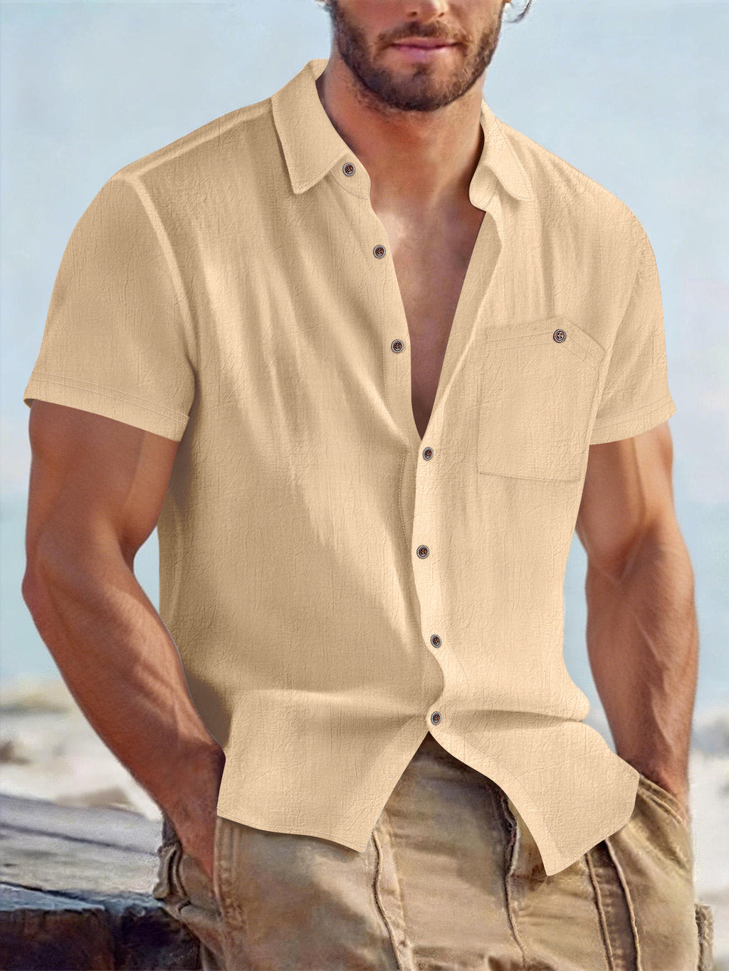 Short-sleeved Casual Breathable Mens Shirt