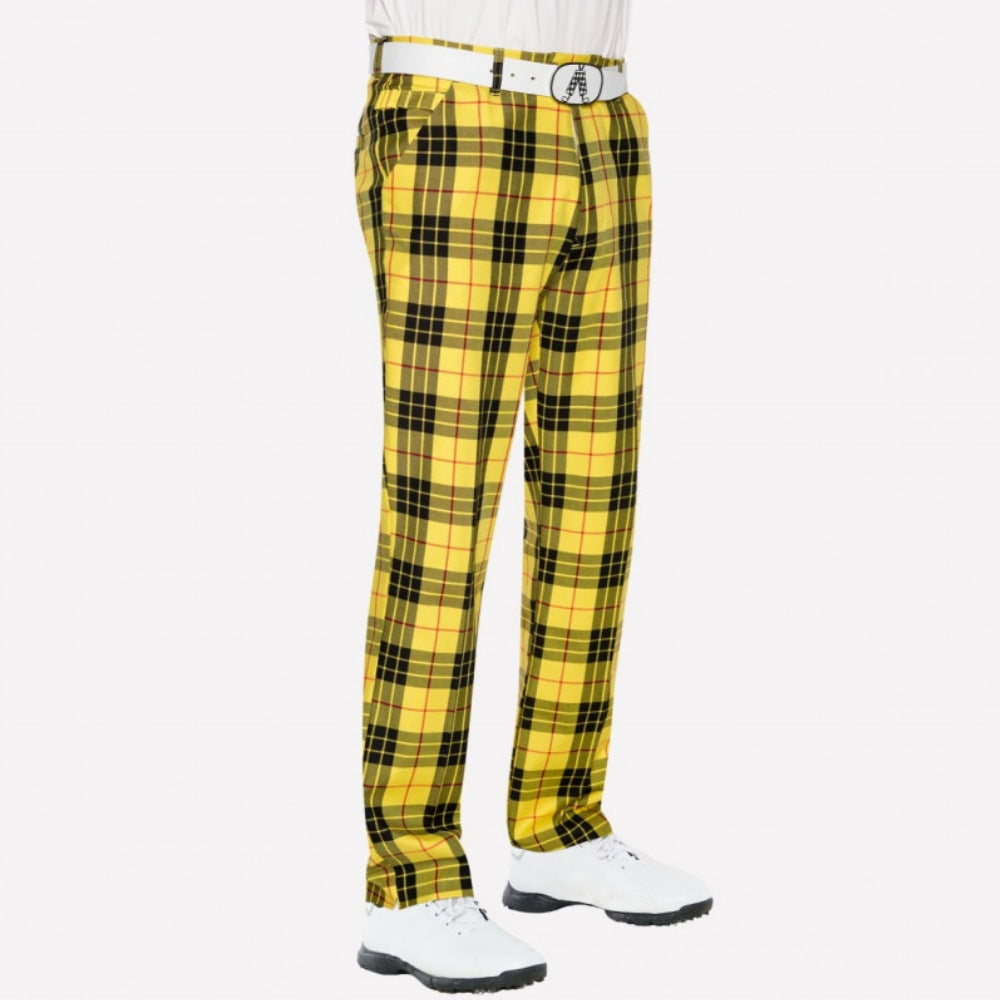 Mens Golf Pants Outdoor Sports Plaid Straight Fit