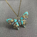 Retro Hollow-Out Dripping-Oil Butterfly Sweater Chain Necklace