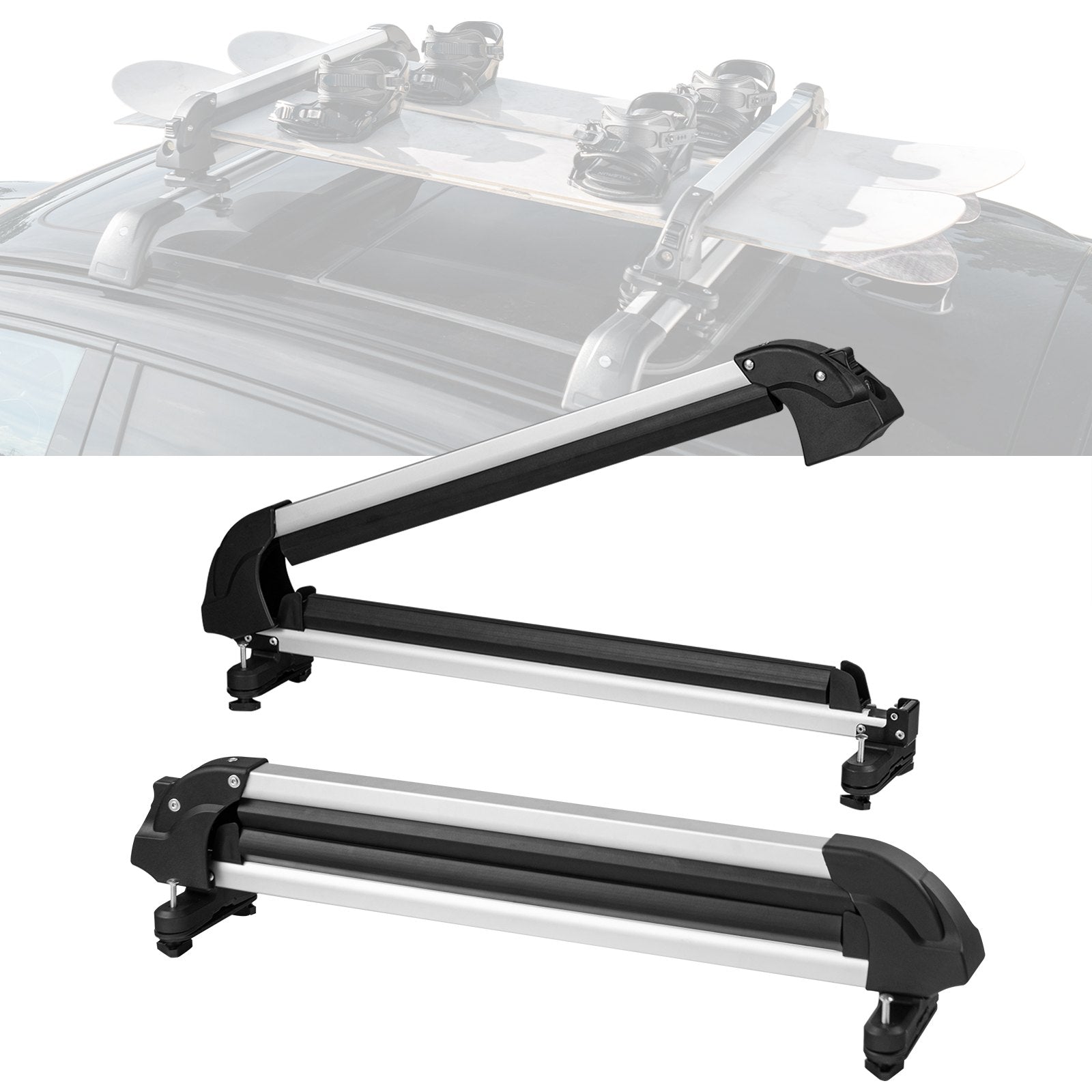 Ski and Snowboard Roof Rack, 317-inch Universal Ski Carrier for Car Roofs, Fits Most Crossbars