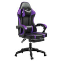 Ergonomic Gaming Chair With Footrest, Comfortable Computer Chair For Heavy People, Adjustable Lumbar Desk Office Chair With 360degree-Swivel Seat, PU Leather Video Game Chairs For Adults