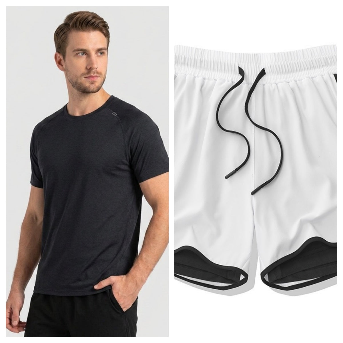 Mens Summer Fitness Shorts Set