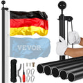 Removable Flagpole Kit, 7.6M Heavy-Duty Aluminum Alloy In-Ground Flagpole Set for Outdoor Use