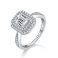 Octagonal Moissanite Set With Top-quality Moissanite Luxury And Fashionable Light Luxury Jewelry Silver Ring S925 Silver Electroplated With Platinum