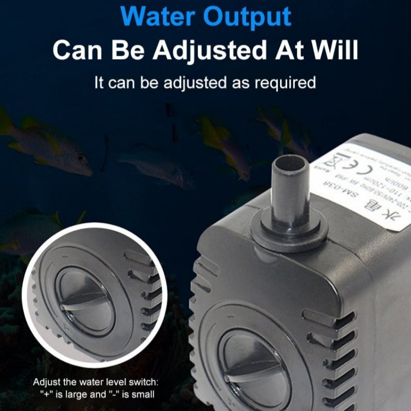 8W Submersible Water Pump Aquarium Fish Tank Fountain With 12 LED Lights