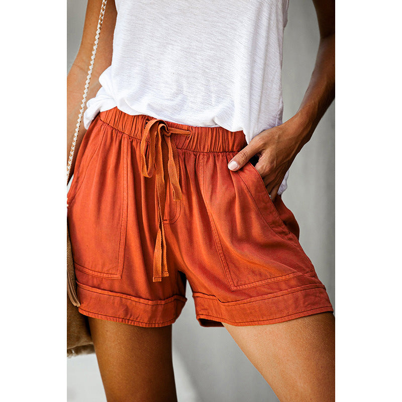 Womens Casual Wide-leg Loose High-waisted Shorts