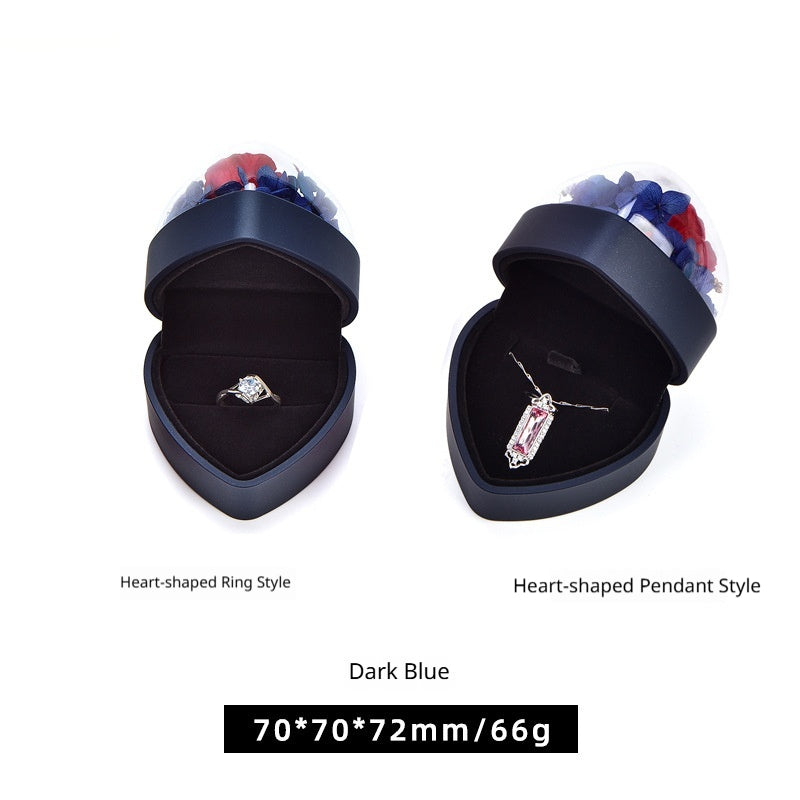 Heart-Shaped Rose Flower Ring Pendant Gift Box