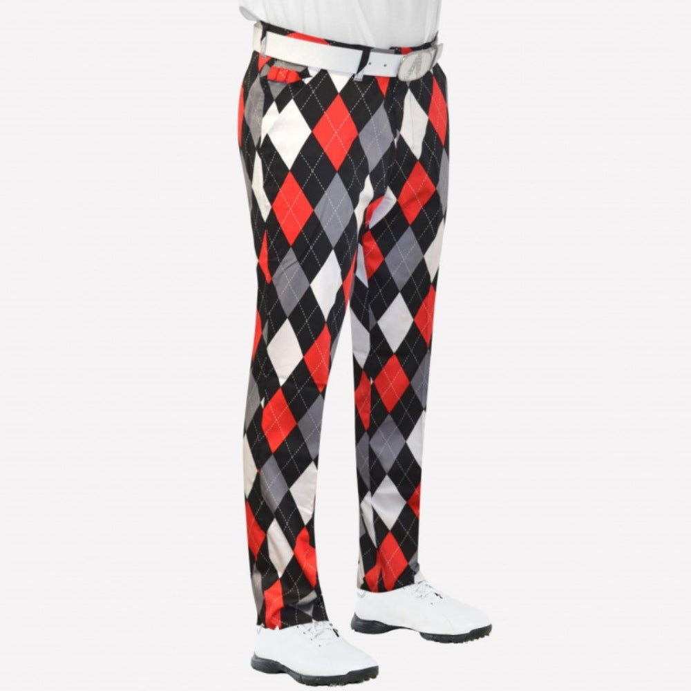 Mens Golf Pants Outdoor Sports Plaid Straight Fit