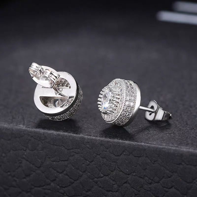 Euro-American Full-Diamond Hip-Hop Men's Earrings
