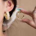 Silver Needle Crystal Earrings A Niche, Light-luxury Metallic Design