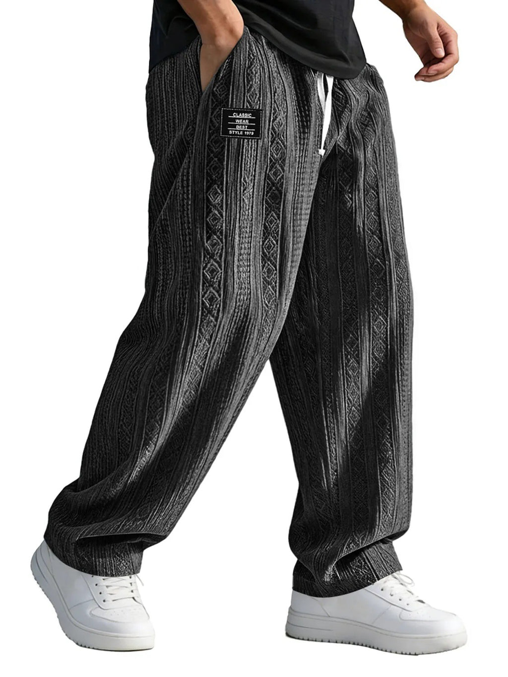 European And American Style Pocketed Straight-Leg Loose Lace-Up Sporty Casual Pants For SpringSummer