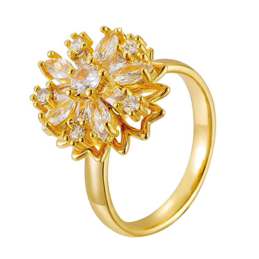 Luxury Micro Zircon Inlaid Copper Ring Butterfly Star Heart Adjustable Open Ring