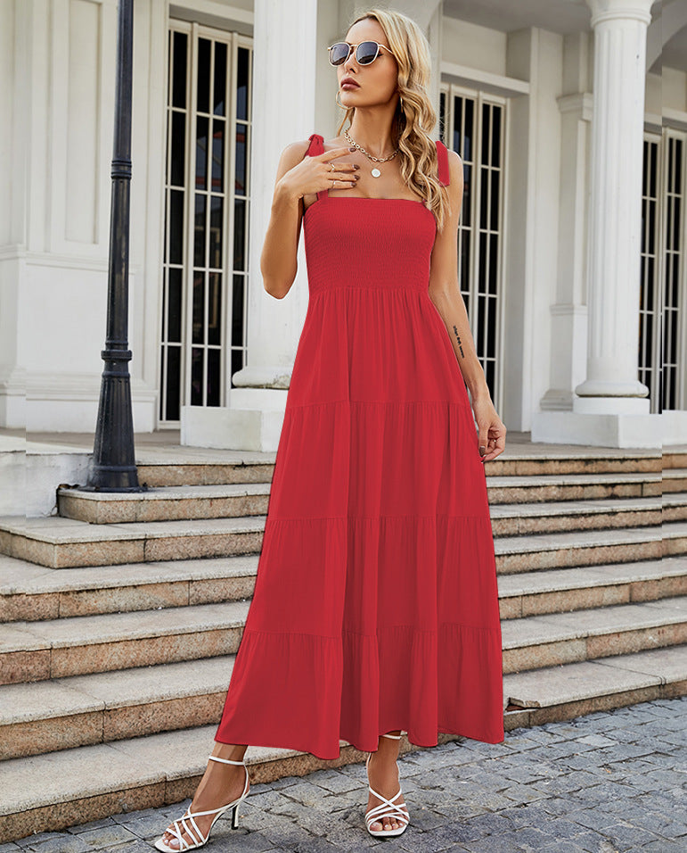 Women's Strappy Printed Long Casual Dress
