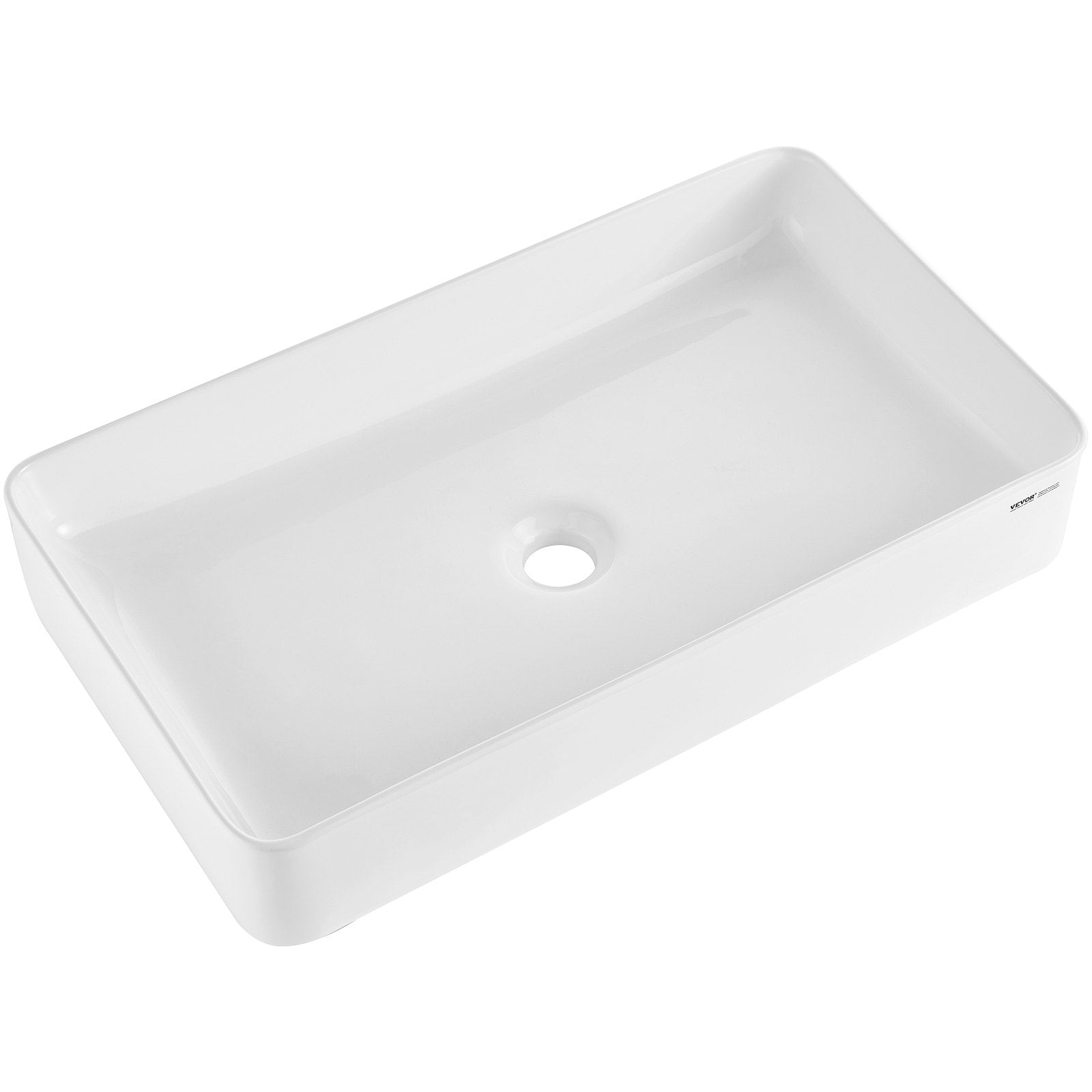 Rectangular Countertop Basin 61 x 35 cm Bathroom Countertop Sink White Ceramic Above-Counter Sink