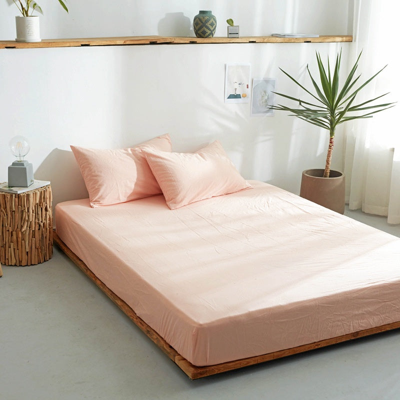 Cotton Yarn-Dyed Washed Cotton Fitted Sheet Mattress Protector