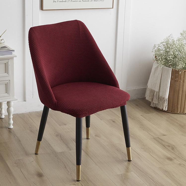 Curved Solid-Color Fleece Full-Cover Chair Cover