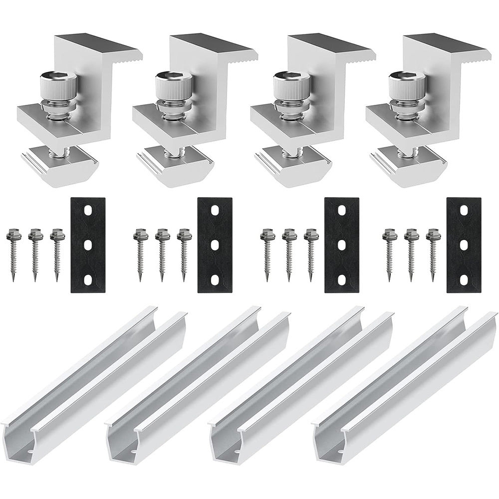 12/20cm U-shaped Guide Rail Black Middle Side Pressure Set Solar Panel Photovoltaic Accessory Pressure Block Mini Installation Guide Rail  U-shaped Guide Rail 4-piece Set 35 Side Pressure Note Boxset