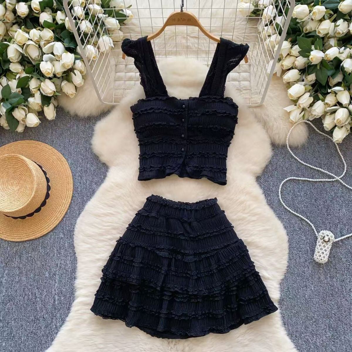 Youthful Short Camisole And High-waisted Skirt Set
