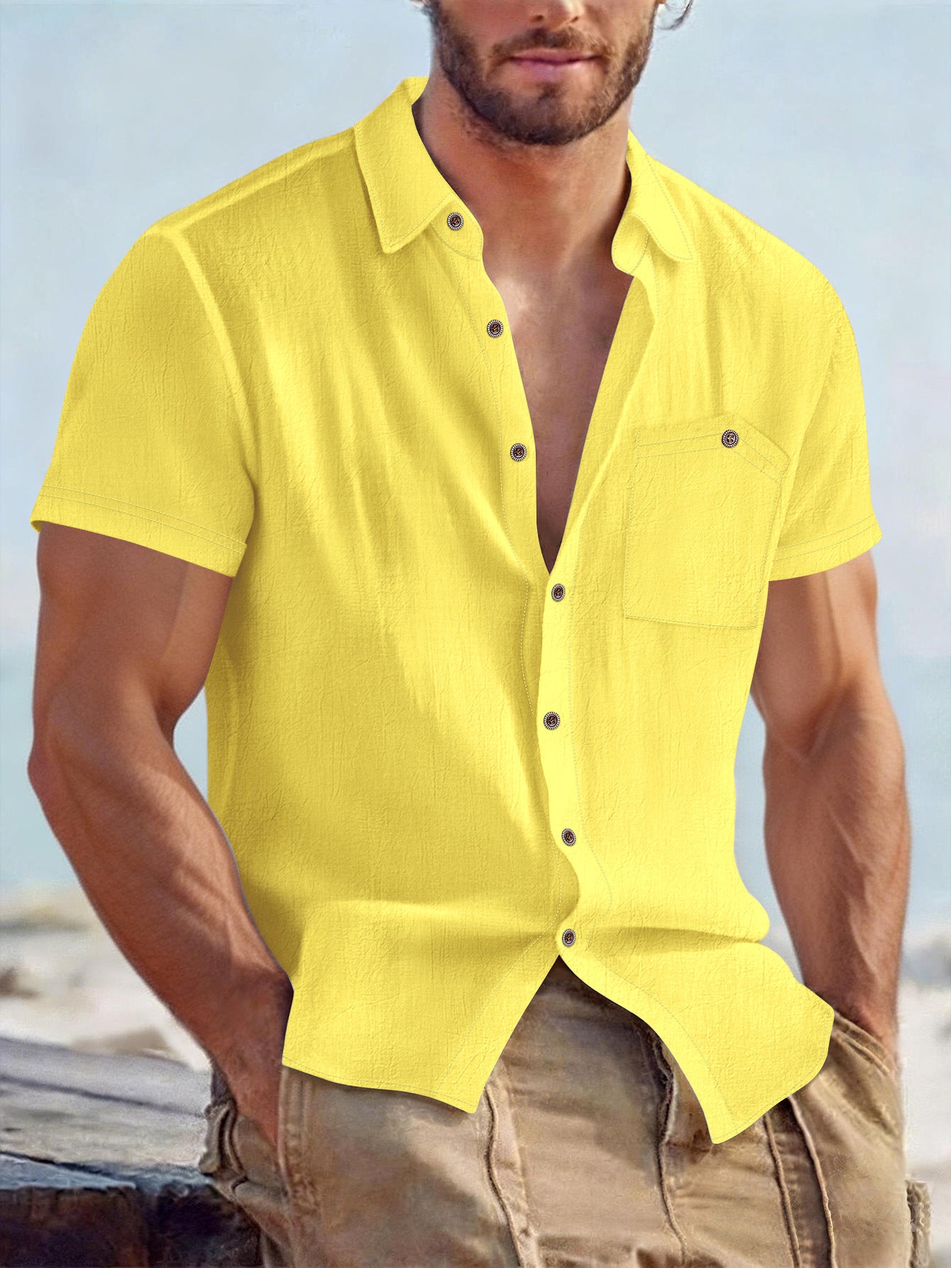 Short-sleeved Casual Breathable Mens Shirt