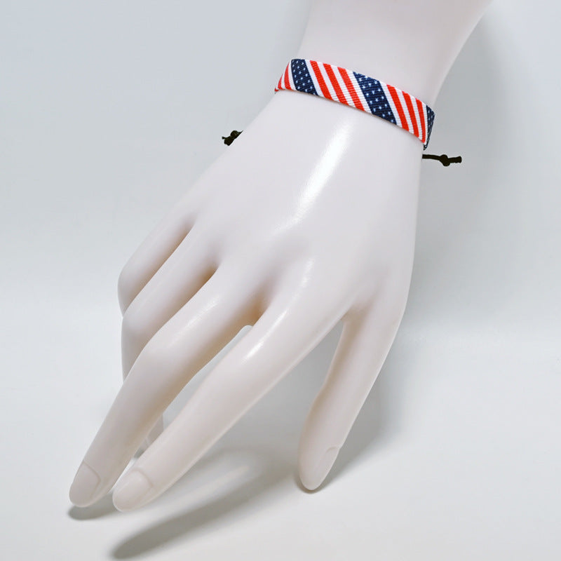 Fabric Festival Party Keepsake Patriotic Independence Day Braided Bracelet