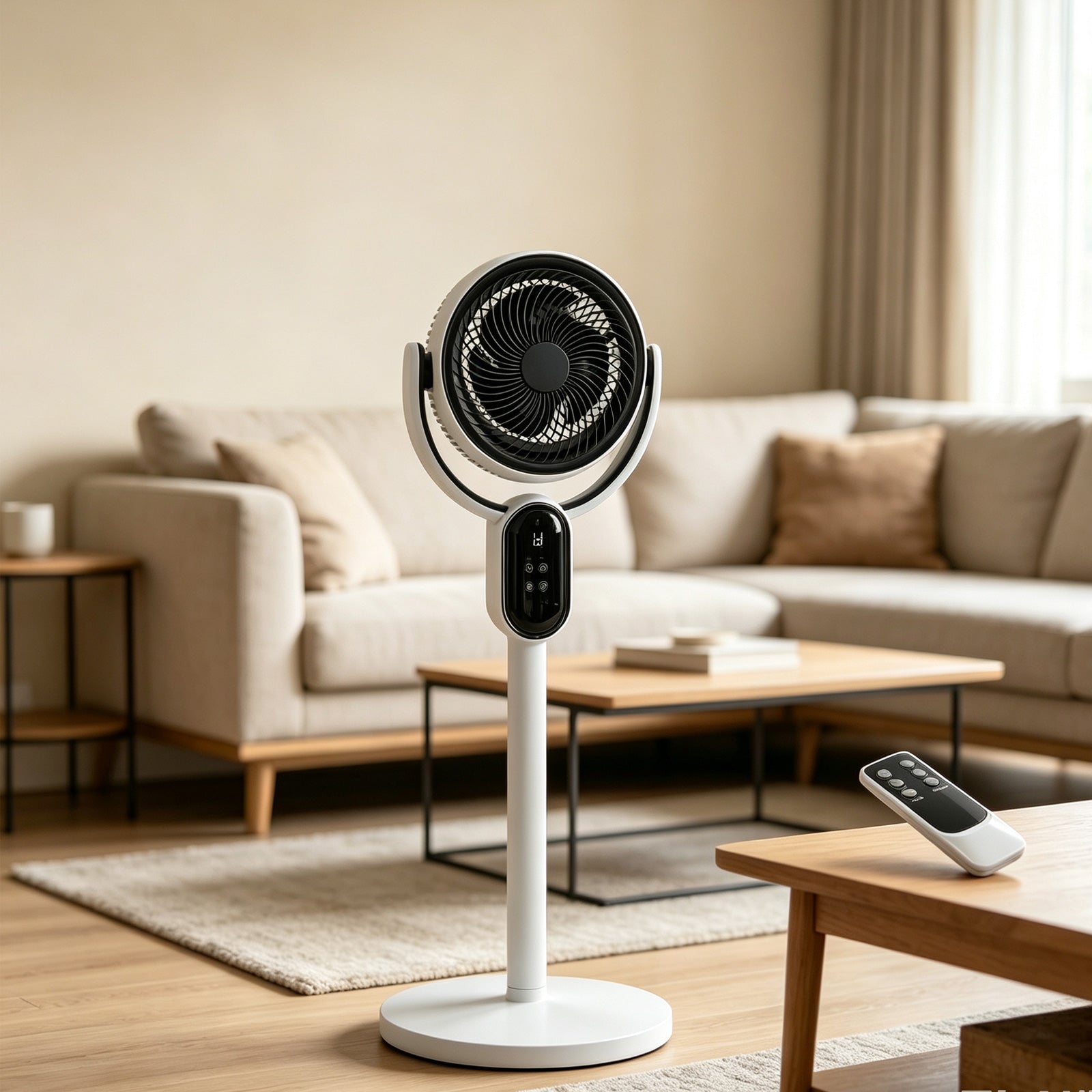 Air Circulator Fan, 110V 40W Standing Desk 2-in-1 Fan With Remote, LED Display, 3 Speeds & 12H Timer, Auto Horizontal Oscillation, Vertical Manual Adjustment