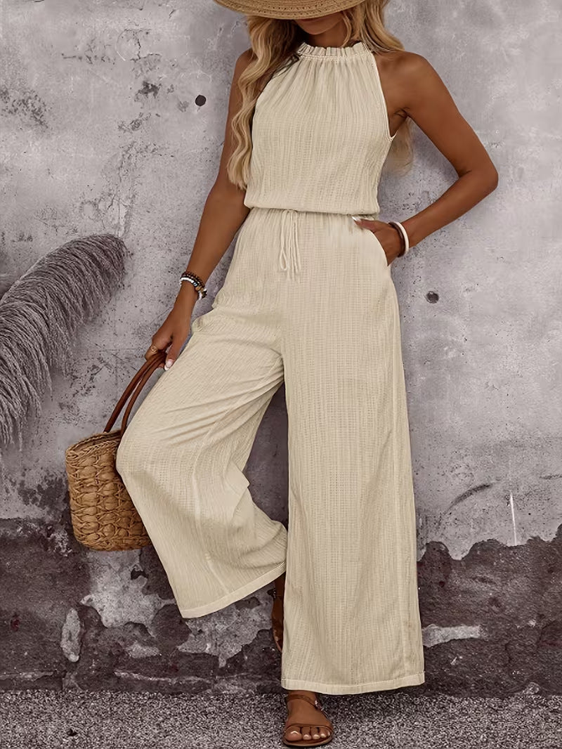 Womens Draped-Neck Vest And Casual Pants Set