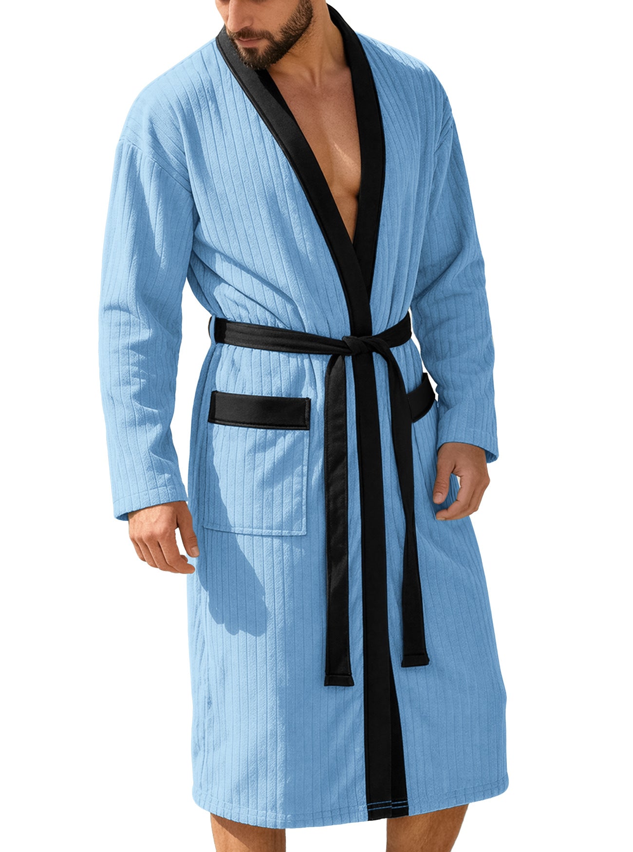 Men's Long Jacquard Soft Solid-Colored Belt