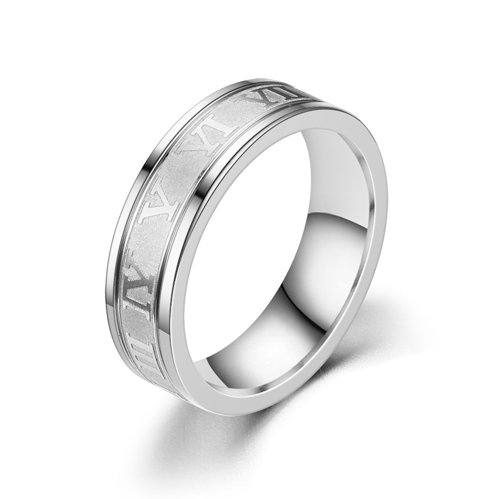 Colorfast Roman Numeral Trendy Ring For Men