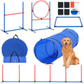 Dog Agility Training Equipment 5-Piece Set with Adjustable High Hurdles, 6 Slalom Poles, Tunnel