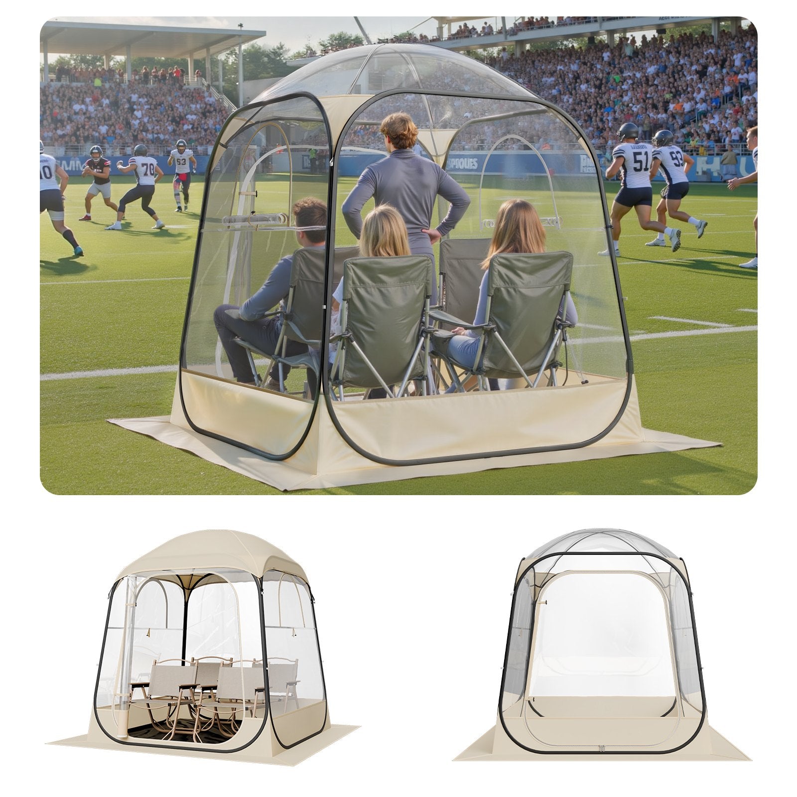Transparentes Zelt, 160x160x182 Cm, Pop-up-Zelt Für 2–4 Personen, Sportzelt Mit Bodenmatte & Oberer Abdeckung, Outdoor-Bubble-Zelt, Campingunterstand Für Veranstaltungen, Angeln, Jubeln
