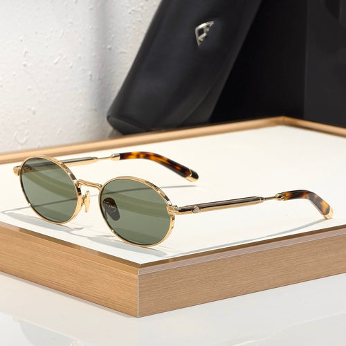Casual And Versatile Metal Oval-frame Sunglasses
